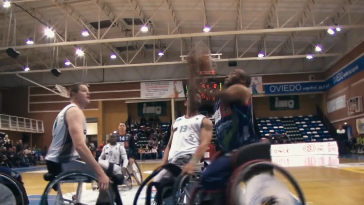 Scene of a wheelchair basketball game